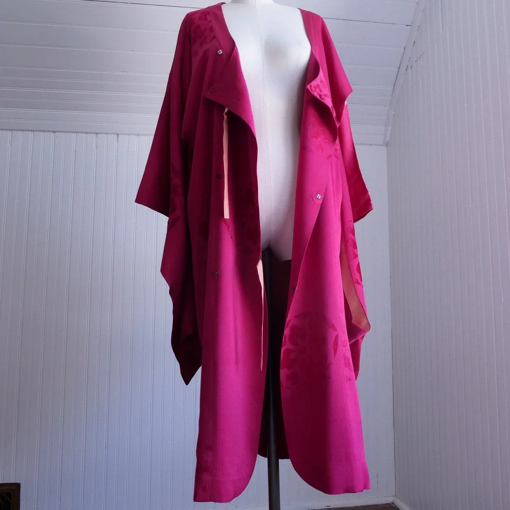 Not perfect! Romantic silk snap front kimono robe dress